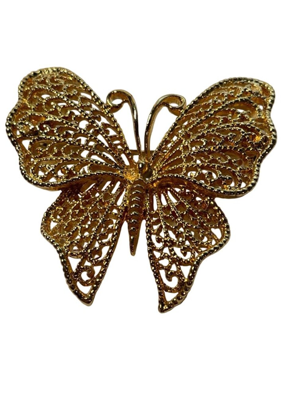 Napier Gold Plated Filigree Butterfly Brooch Vintage 1980s